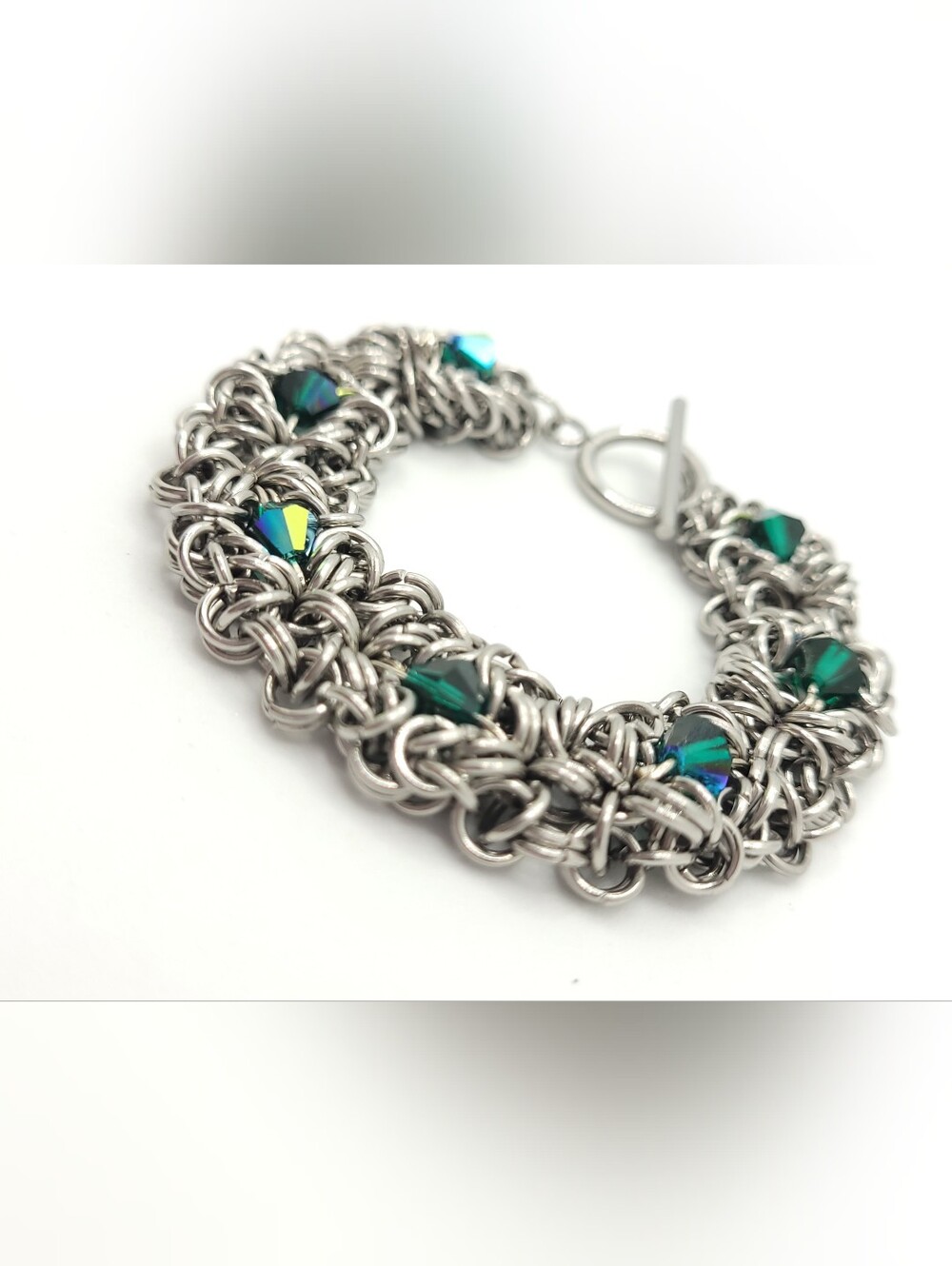 Anastasia Chainmaille Bracelet In Stainless Steel W/ Embedded Preciosa Crystals